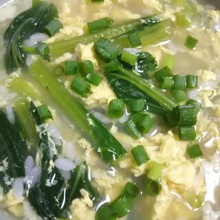 小松菜と卵の雑炊(^^)
